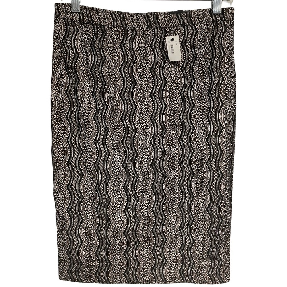 NWT The Limited Women's Black Lace Below Knee Pencil Skirt Tan Lining Size 6